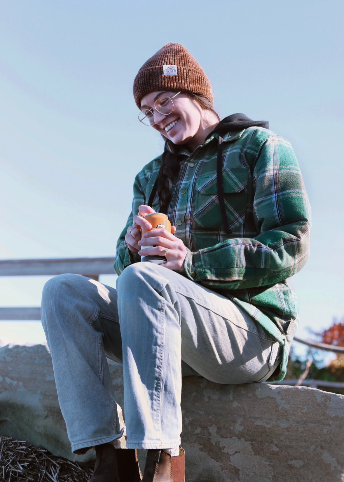 Green Plaid Jacket with Hood